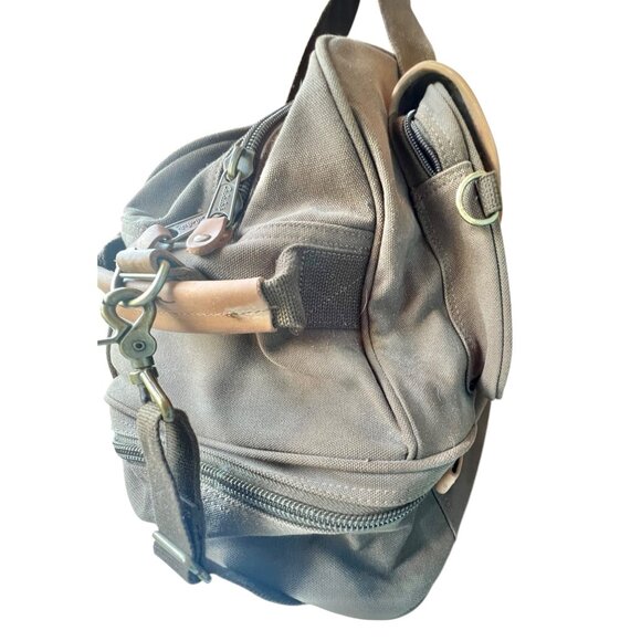 Cabelas Brown Canvas & Leather Travel Bag With Dual Pockets Collapsible bottom - Picture 4 of 16